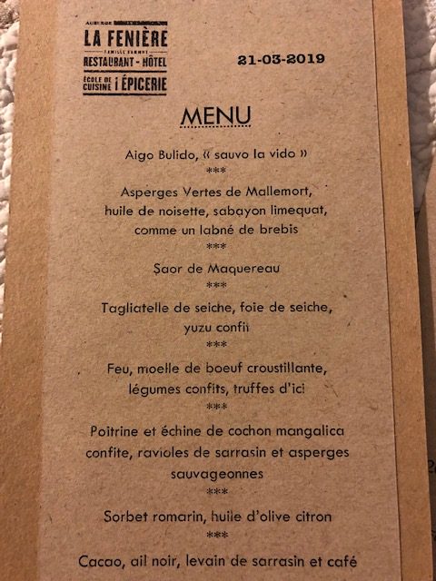 menu sans gluten auberge la feniere lourmarin luberon